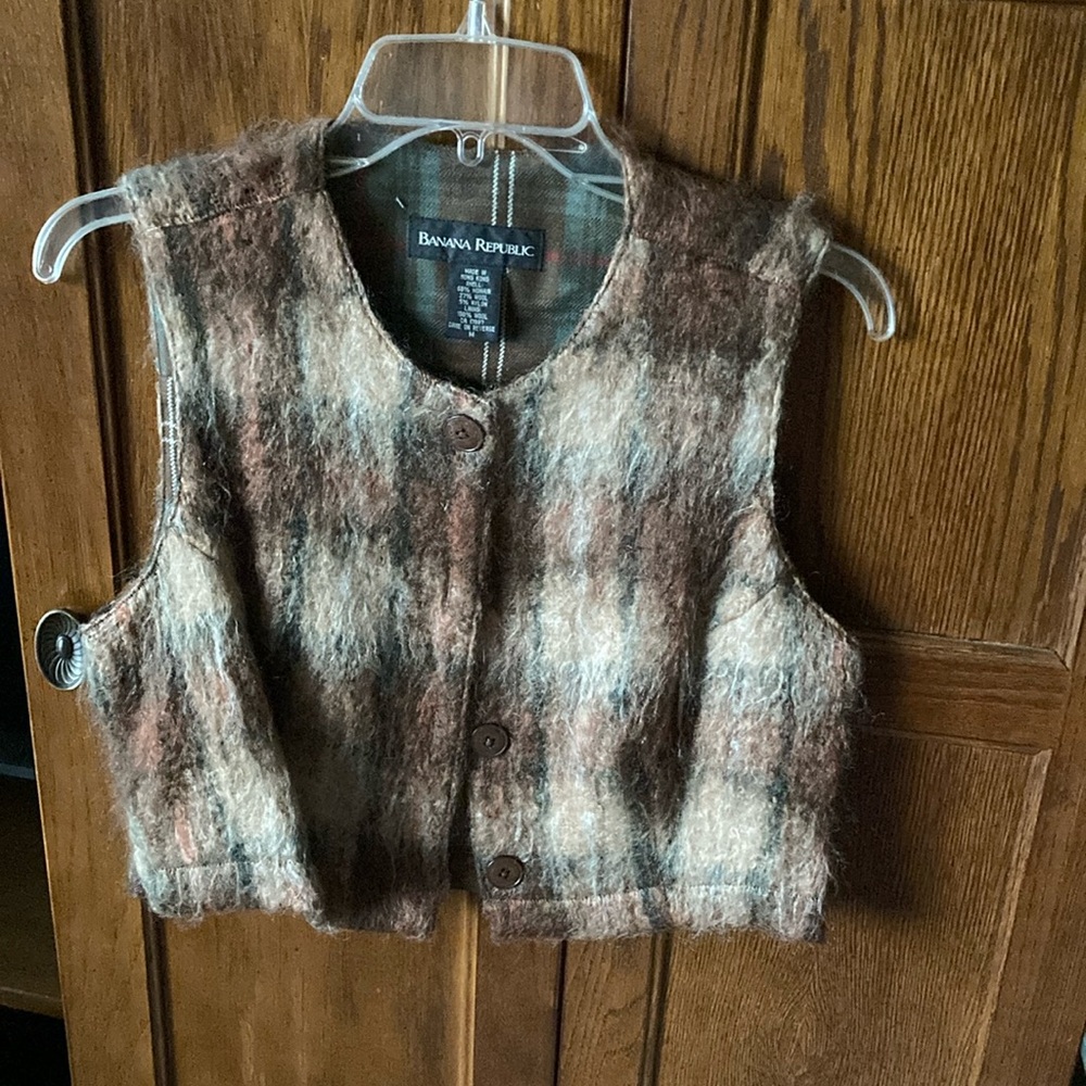 Vintage Mohair Banana Republic Brown Plaid Vest